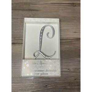 Wedding Large L Silver Finish Monogram Initial Rhinestones Cake Topper